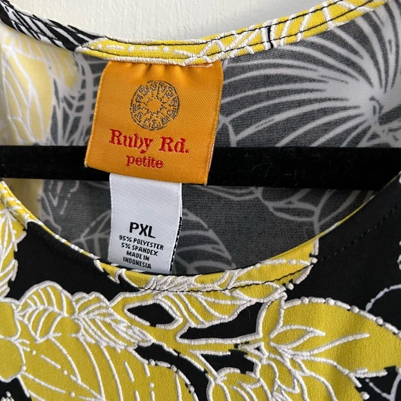 Ruby Road Striped 3/4 sleeve Shirt Small PXL Yellow flowers - Picture 3 of 4
